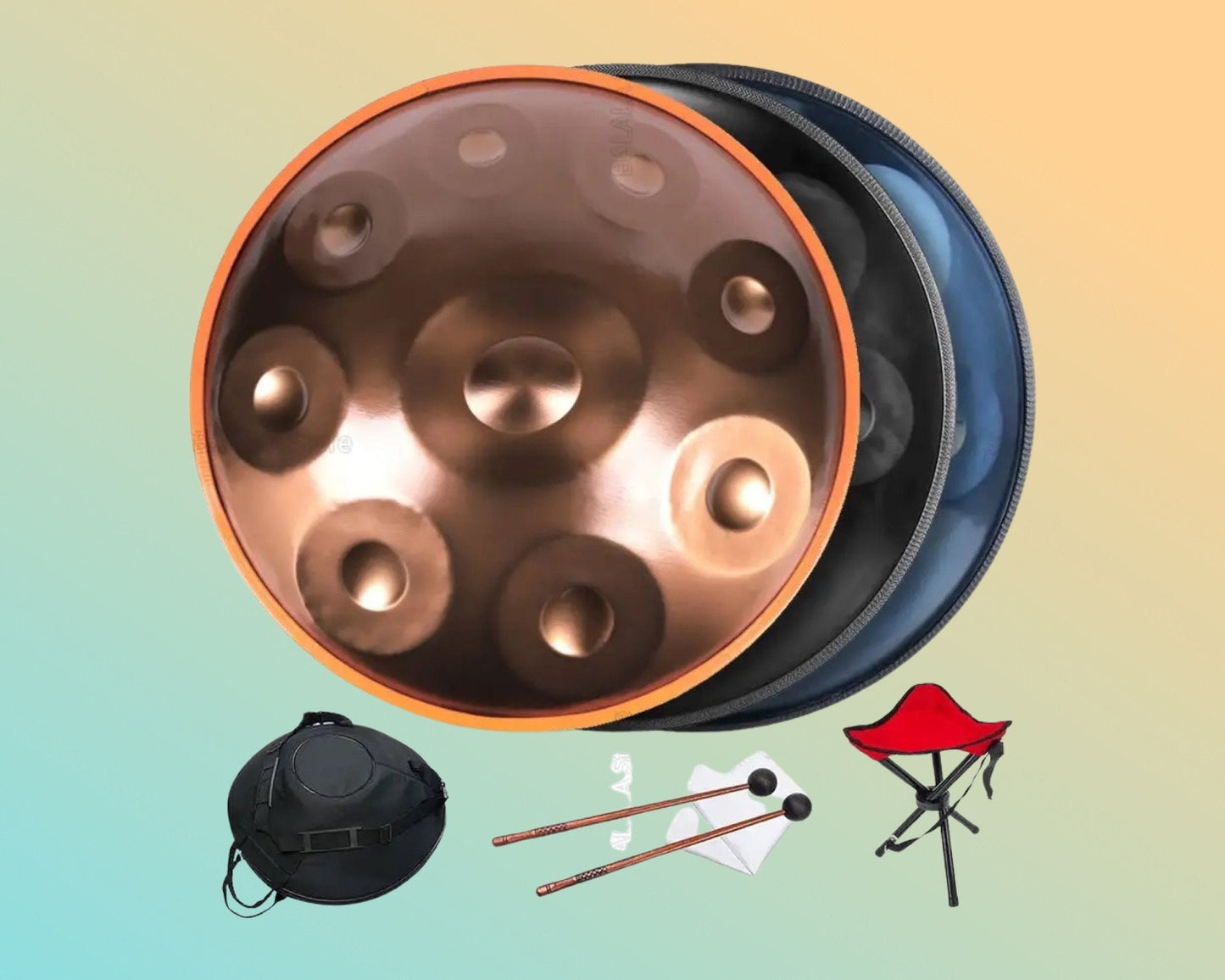 22” Professional Handpan 55cm/22 inch - 9 Tone - With Case and Handpan Stand - Three colors Steel Drum Handpan Instrument - Yoga, Meditation