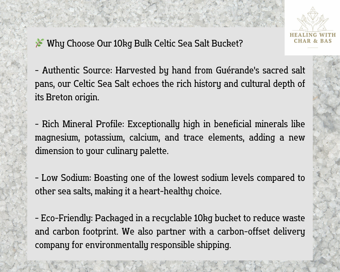 10kg (352oz) Celtic Sea Salt Bucket | Low Sodium, Rich in Minerals | Professional Kitchens | Worldwide Shipping Course Celtic Salt Organic