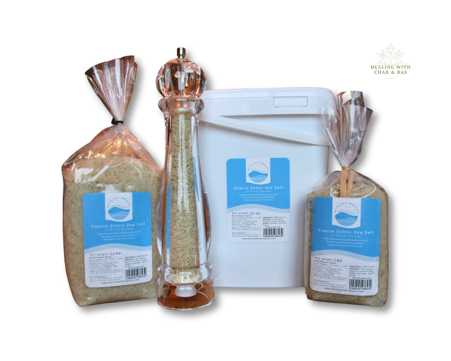 Big Celtic Salt Grinders - Organic Celtic Sea Salt Gift - High Quality smooth grind!